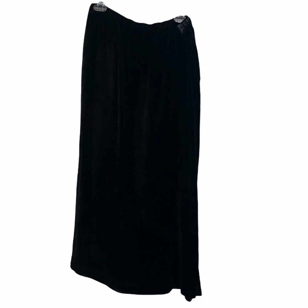 J. JILL BLACK VELVET MAXI SKIRT WITH SIDE BUTTONS & ELASTIC WAIST